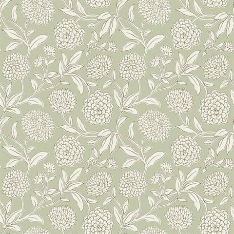 Chatsworth Garden Light Green Floral Trail Wallpaper