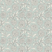 Chatsworth Garden Sky Blue Floral Trail Wallpaper