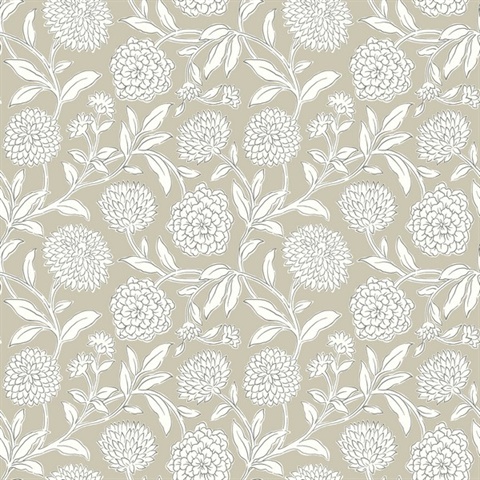 Chatsworth Garden Taupe Floral Trail Wallpaper