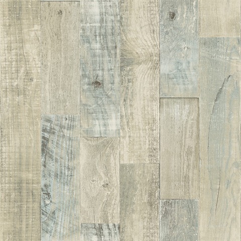 Chebacco Taupe Wood Planks Wallpaper