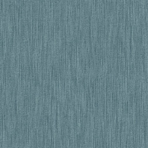 Chenille Blue Faux Linen Wallpaper