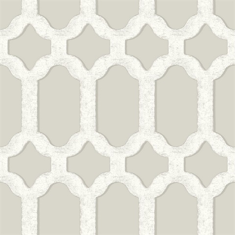 Chervil Light Grey Trellis Wallpaper