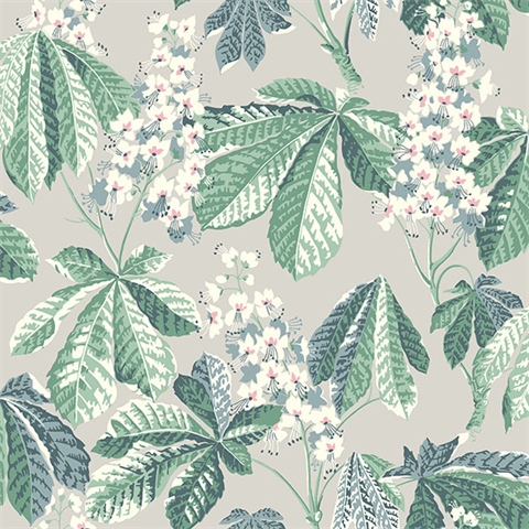Chestnut Blossom Grey Floral Wallpaper