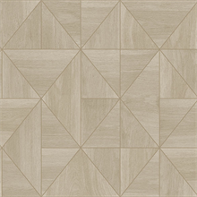 Cheverny Beige &amp; Gold Geometric Wood Wallpaper