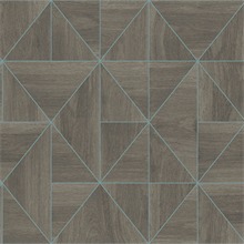 Cheverny Coffee & Turquoise Geometric Wood Wallpaper