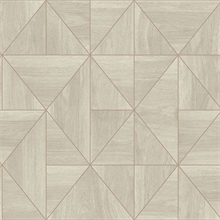 Cheverny Cream & Rose Gold Geometric Wood Wallpaper