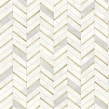 Chevron Marble Tile Tile Metallic Gold & Pearl Gray Peel and Stick Wal
