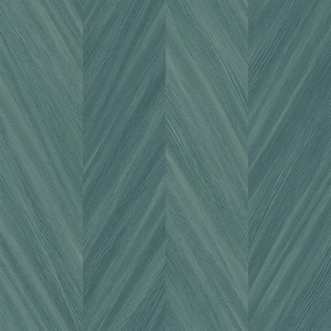 Chevron Wood 54 Wintergreen Blue Commercial Wallpaper