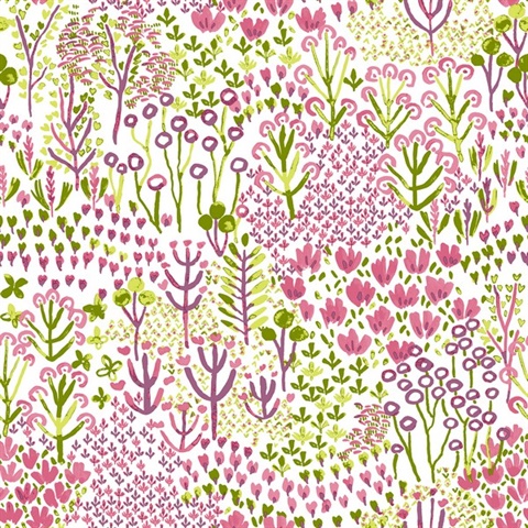 Chilton Pink Floral Wildflowers Wallpaper