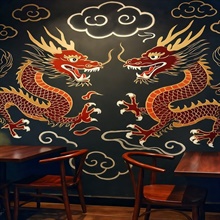 Chinese Cloud and Dragon Commercial Wallpaper
