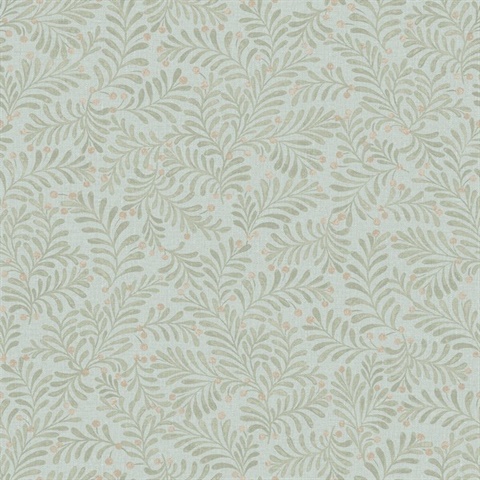 Chrysantha Aqua Berry Textured Branches Wallpaper