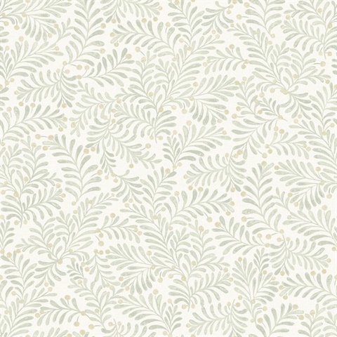Chrysantha Sage Berry Textured Branches Wallpaper