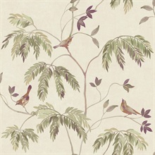 Cillian Plum Botanical Bird Trail Wallpaper
