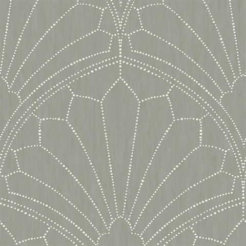 Cinder Gray and Ivory Commercial Scallop Wallpaper