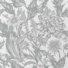 Cinna Silver Wild Flowers Wallpaper