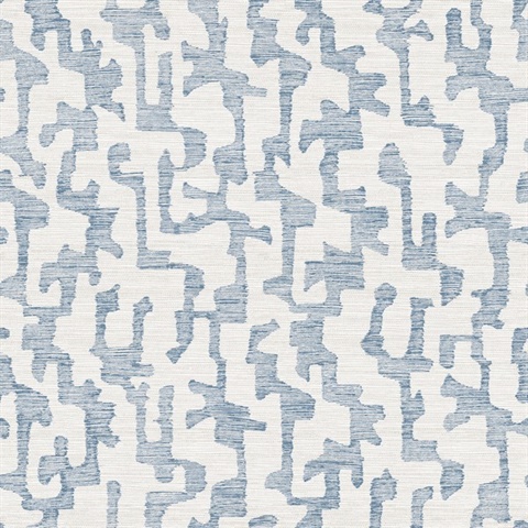 Cipher Blue Geometric Faux Grasscloth Wallpaper