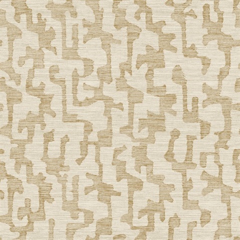 Cipher Chestnut Geometric Faux Grasscloth Wallpaper