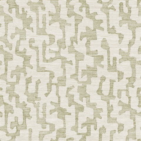 Cipher Moss Geometric Faux Grasscloth Wallpaper