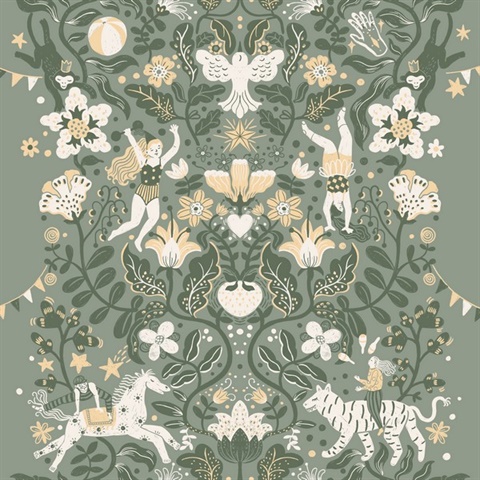 Cirkus Sea Green Wallpaper