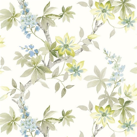 Citrine Rosoman Floral & Leaf Wallpaper