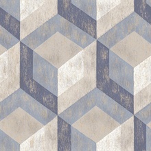 Clarabelle Blue Rustic Wood Tile Wallpaper