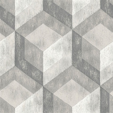 Clarabelle Grey Rustic Wood Tile Wallpaper