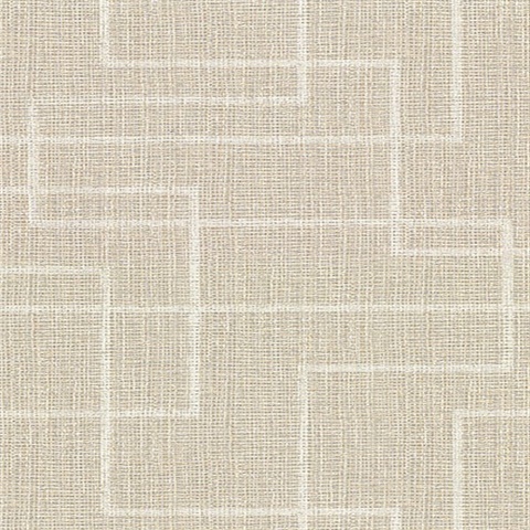Clarendon Wheat Geometric Faux Grasscloth Vinyl Wallpaper