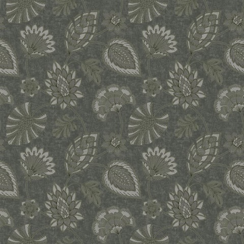 Silver Grey Classic Floral Leaf Wallpaper