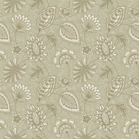 Beige & Gold Classic Floral Leaf Wallpaper