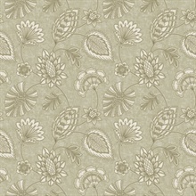 Beige & Gold Classic Floral Leaf Wallpaper