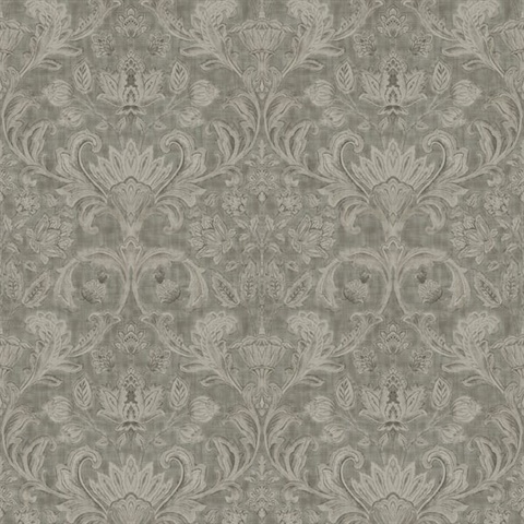 Bronze Brown Classical Damask Wallpaper