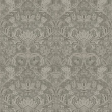 Bronze Brown Classical Damask Wallpaper