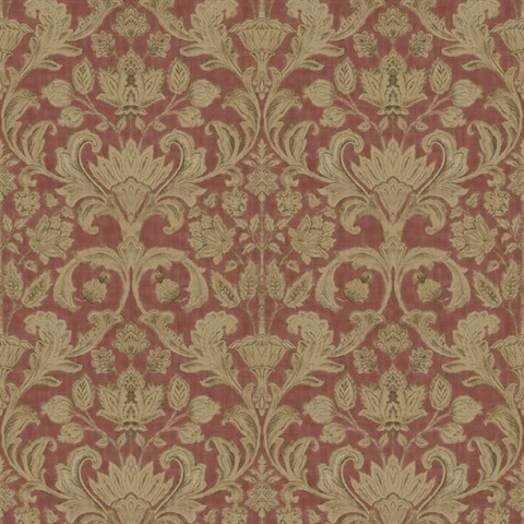 Red Classical Damask Wallpaper