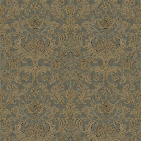 Dark Green Classical Damask Wallpaper
