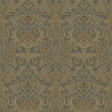 Dark Green Classical Damask Wallpaper