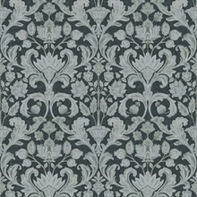 Dark Blue Classical Damask Wallpaper