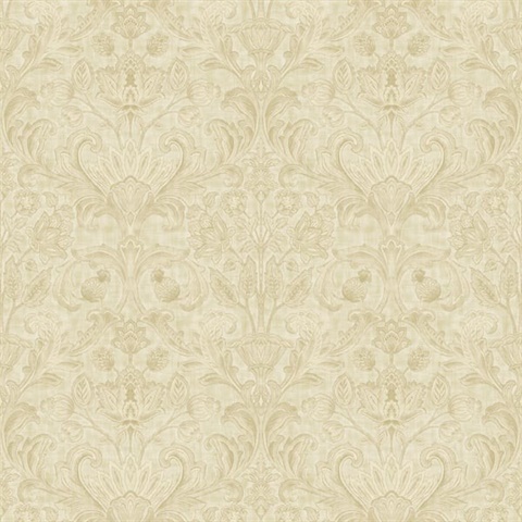 Beige Classical Damask Wallpaper