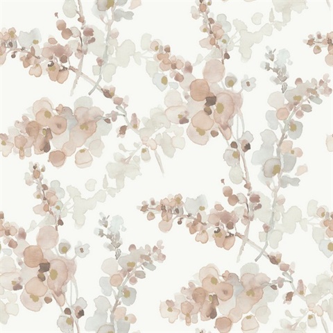 Clay Watercolor Floral Blossom Fling Wallpaper