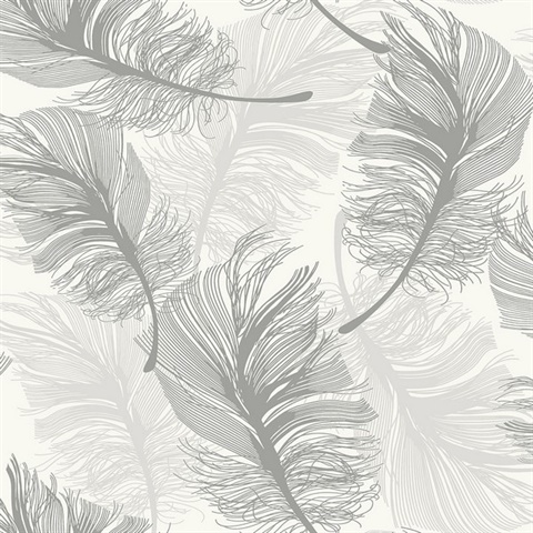 Clemente Light Grey Foil Feather