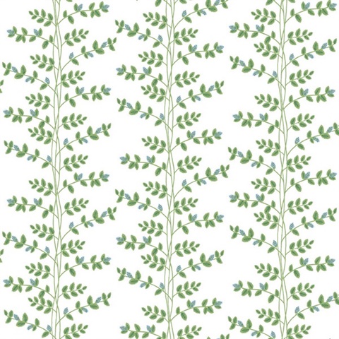 Climbing Vine Stripe Blue Wallpaper