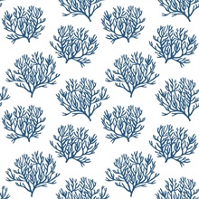 Coastal Coral Reef Botanical Marine Blue Peel and Stick Wallpaper