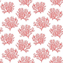 Coastal Coral Reef Botanical Vermillion Peel and Stick Wallpaper
