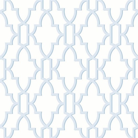 Coastal Lattice Geometric Hampton Blue Peel and Stick Wallpaper