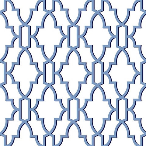 Coastal Lattice Geometric Riviera Blue Peel and Stick Wallpaper