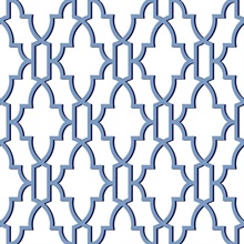 Coastal Lattice Geometric Riviera Blue Peel and Stick Wallpaper