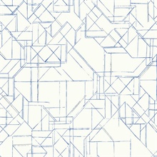 Cobalt & Silver Prism Schematics Peel and Stick Wallpaper