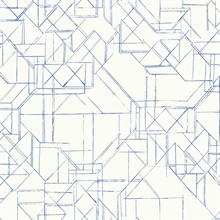 Cobalt &amp; Silver Prism Schematics Peel and Stick Wallpaper