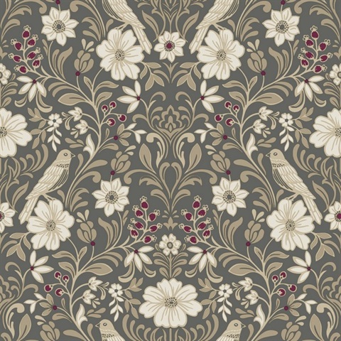 Colette Charcoal Wallpaper