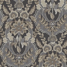Collins Charcoal Damask Wallpaper