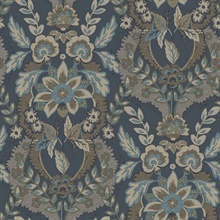 Collins Teal Damask Wallpaper